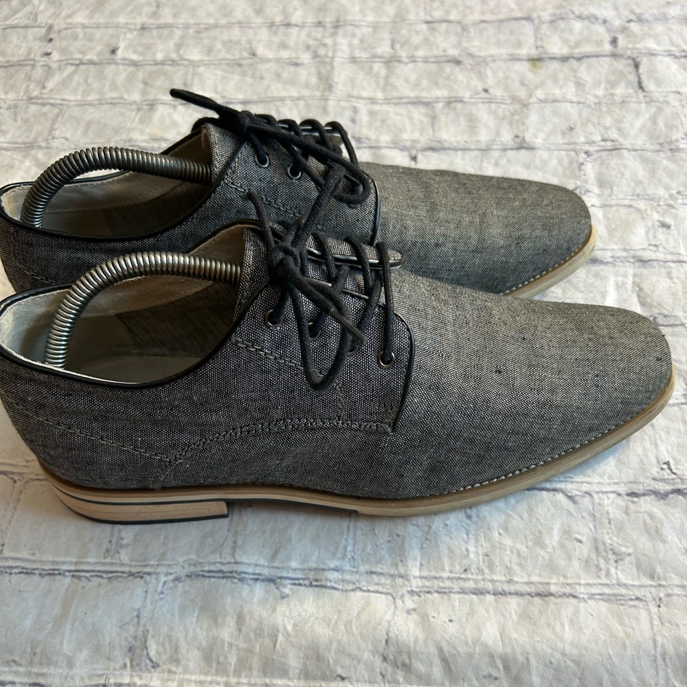GIORGIO BRUTINI GRAY LEATHER/CANVAS OXFORDS CASUAL MEN’S LACE UP SHOES SIZE 8M